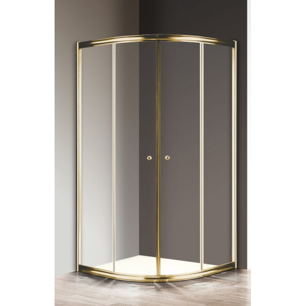 Душевой уголок Cezares Giubileo 90x90x195 стекло прозрачное, профиль золото (GIUBILEO-R-2-90-SCORREVOLE-C-G)