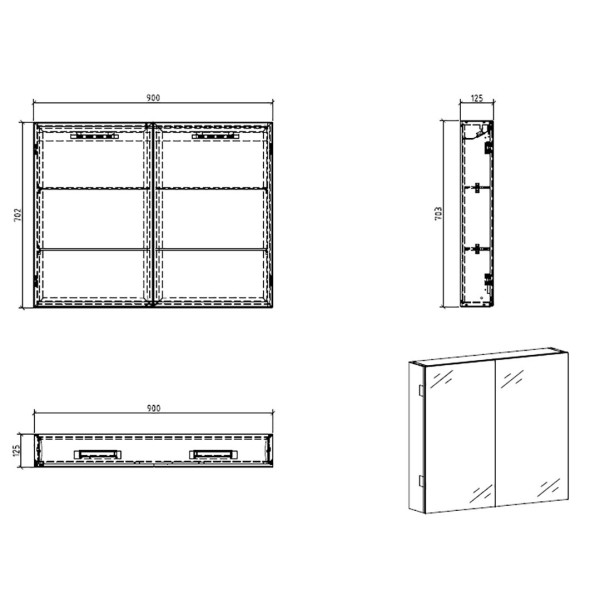 Шкаф зеркальный BelBagno SPC-2A-DL-BL 90x70 (SPC-2A-DL-BL-900)