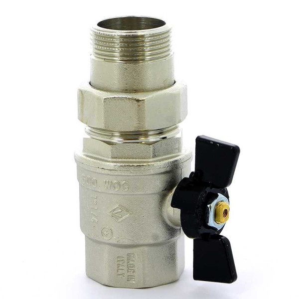 Кран Bugatti 1 1/4" шаровый со сгоном Oregon 322 (черная бабочка) (03220042) Кран Bugatti 1 1/4" шаровый со сгоном Oregon 322 (черная бабочка) (03220042)