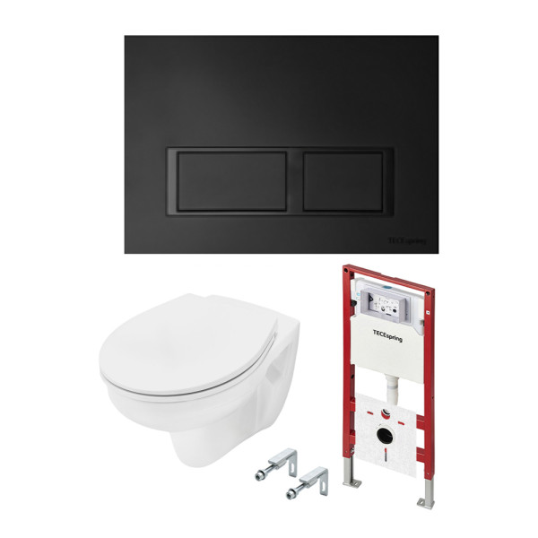 Инсталляция с унитазом TECEspring Base с клавишей черн. мат. унитаз Basic (K401204WCB)