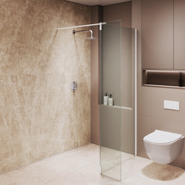 Душевая перегородка RGW WA-050W (WA-002W + Z-070W) 600 стекло прозрачное, профиль Белый (351005063-15)