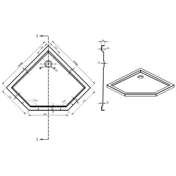 Душевой поддон Loranto 100х100х5 в комплекте с сифоном белый (CS-22113-100)