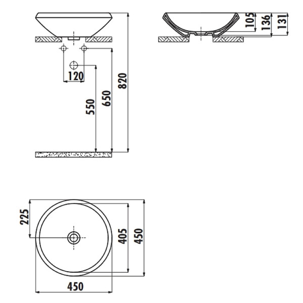 Раковина мебельная Creavit Minimal 45x45 белая (MN045-00CB00E-0000)