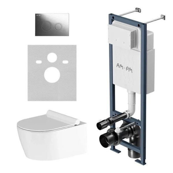 Комплект инсталляция с унитазом AM.PM ErgoFit Jupiter с клавишей смыва L глянц хром с сиденьем микролифт (IS110151.DX77C1700) Комплект инсталляция с унитазом AM.PM ErgoFit Jupiter с клавишей смыва L глянц хром с сиденьем микролифт (IS110151.DX77C1700)
