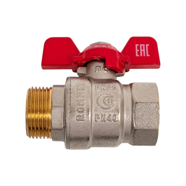 Кран 3/4" ВН шаровый Rommer (ГОСТ, красная бабочка) RBV-0004-2210220 Кран 3/4" ВН шаровый Rommer (ГОСТ, красная бабочка) RBV-0004-2210220