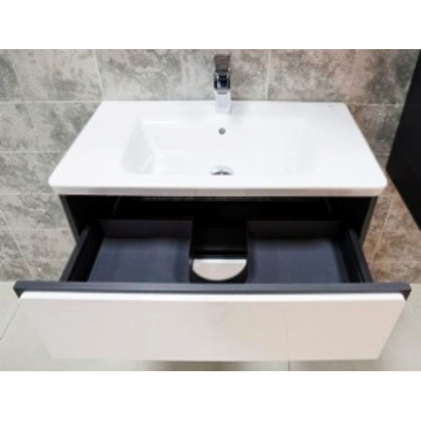 Тумба подвесная Roca Ronda 80x41,2x48 белый глянец/антрацит (ZRU9302965)