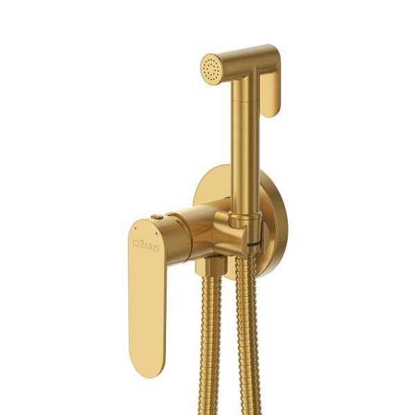 Смеситель с гигиеническим душем Cezares Stylus брашированное золото матовый (STYLUS-DIF-BORO)