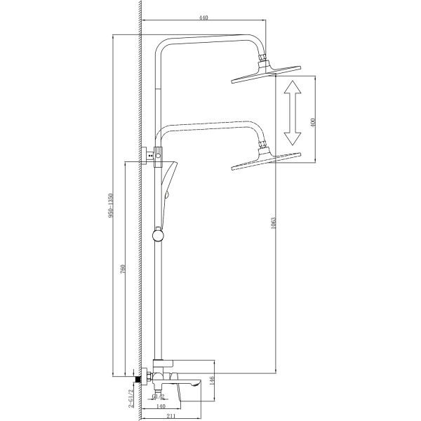 Душ гигиенический Azario Alanti с квадратным тропическим душем шланг 150 см сатин (AZ-K2332-1BN)