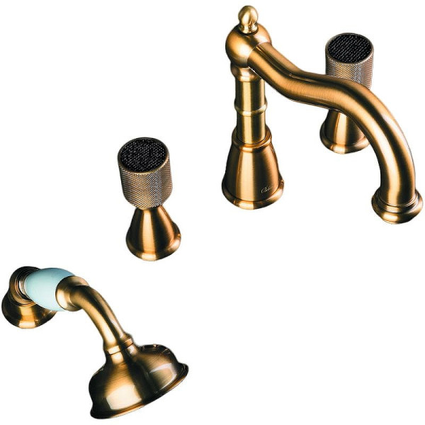Смеситель на борт ванны Boheme Royal Cristal бронзовый с душевым комплектом (391-Royal/CRST) Смеситель на борт ванны Boheme Royal Cristal бронзовый с душевым комплектом (391-Royal/CRST)