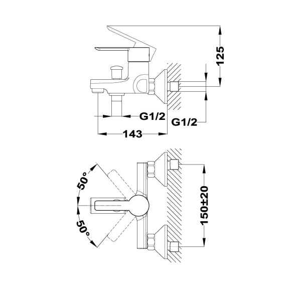 Смеситель для ванны и душа Teka Petra 811216200
