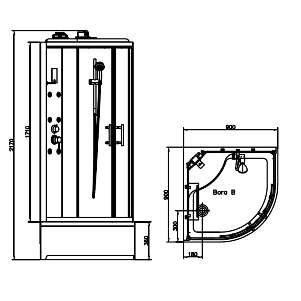Кабина гидромассажная BandHours Bora B 90х90х217 Кабина гидромассажная BandHours Bora B 90х90х217