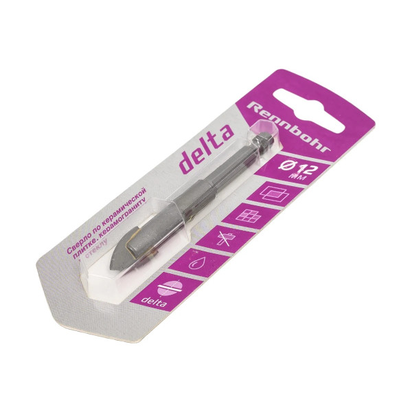 Сверло по стеклу и керамике Rennbohr Delta 12 мм. (2-х гранное) (676012)