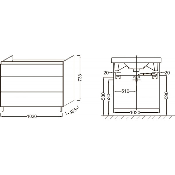 Тумба подвесная Jacob Delafon Odeon up 102 дуб квебекский (EB994-E10)