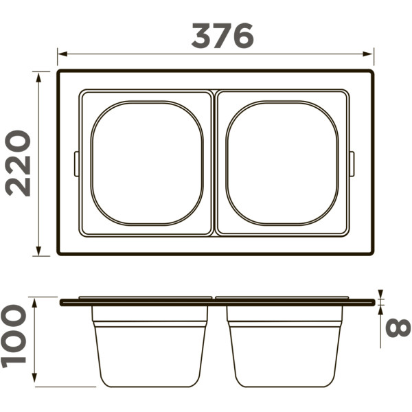 Контейнер Omoikiri DC-04-2-GB 376х220х100 графит (4999085)