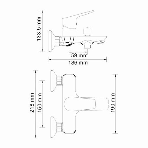 Смеситель для ванны и душа WasserKRAFT Lippe с коротким изливом (4501)