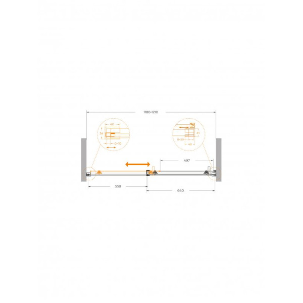 Душевая дверь Cezares Plane 121x195 стекло прозрачное, профиль золото брашированное (PLANE-BF-1-120-C-BORO)