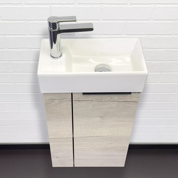 Тумба подвесная с раковиной Comforty Матэ 400x225x700 дуб дымчатый (00-00015132)