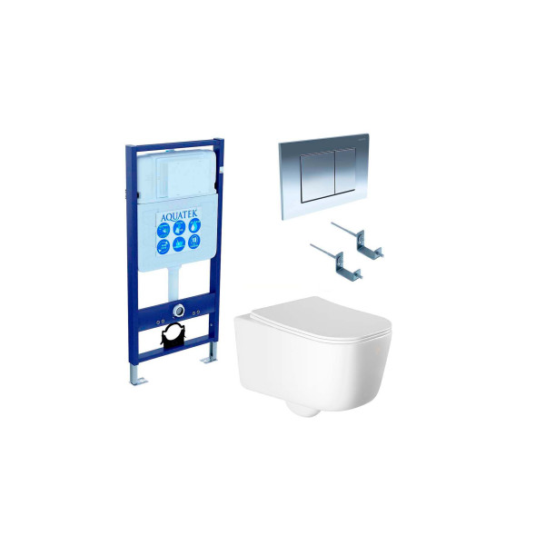 Комплект инсталляция с унитазом Aquatek Лугано с клавишей смыва хром глянцевый (SET AQUATEK ЛУГАНО 4в1) Комплект инсталляция с унитазом Aquatek Лугано с клавишей смыва хром глянцевый (SET AQUATEK ЛУГАНО 4в1)