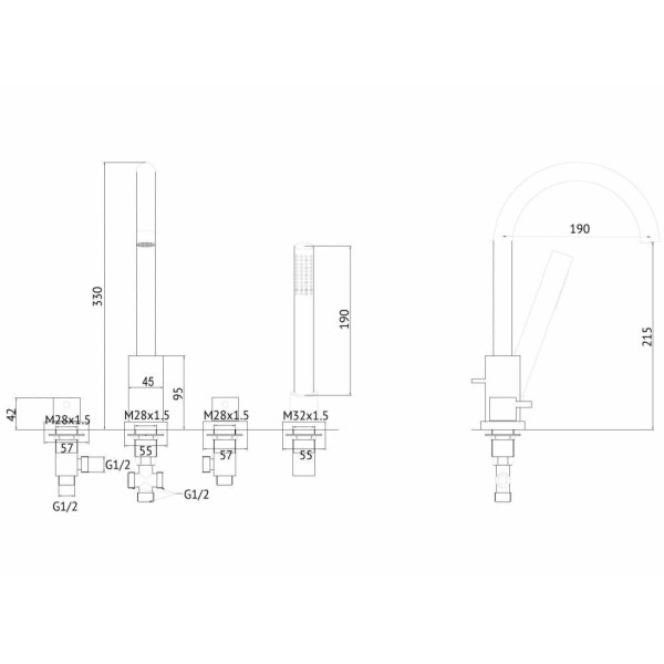 Смеситель на борт ванны Abber Wasser Kreis розовое золото (AF8113RG)