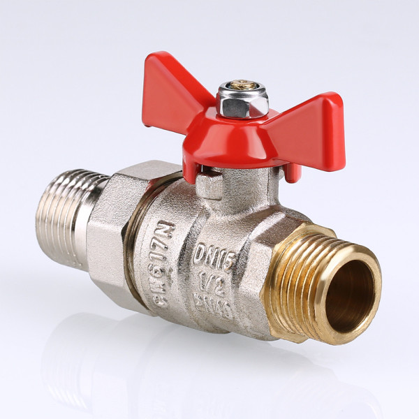 Кран 1/2" НН шаровый со сгоном Valtec Base (красная бабочка) VT.226.N.04 Кран 1/2" НН шаровый со сгоном Valtec Base (красная бабочка) VT.226.N.04