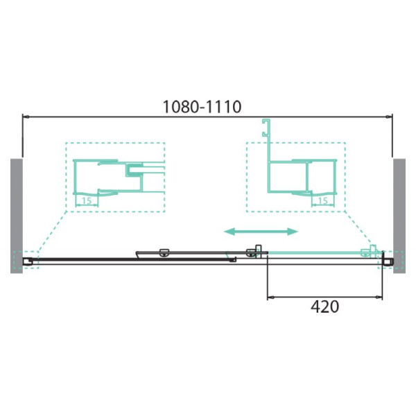 Душевая дверь BelBagno Due 110x190 стекло прозрачное, профиль хром (Due-BF-1-110-C-Cr)