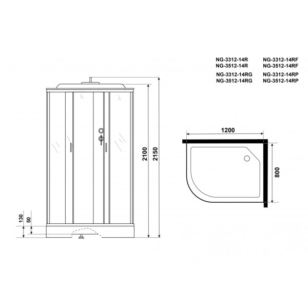 Душевая кабина Classic 80x120 стекло тонированное, профиль хром матовый (NG-3512-14R)