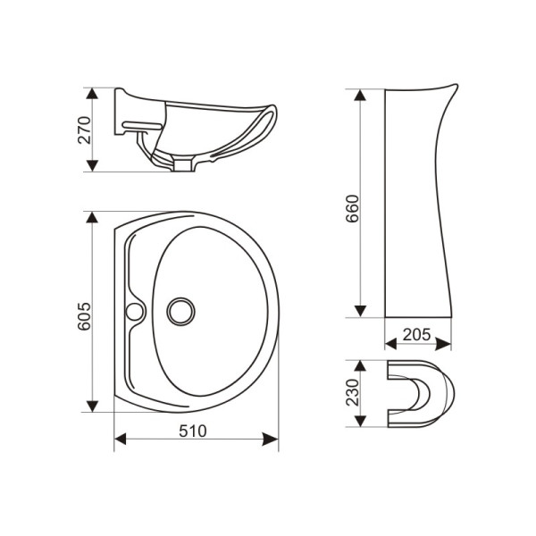 Раковина встраиваемая Оскольская Керамика Арго-60