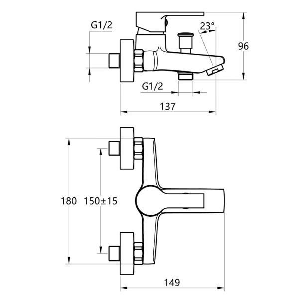 Смеситель для ванны и душа Melodia della vita Aria хром (MDV35740)