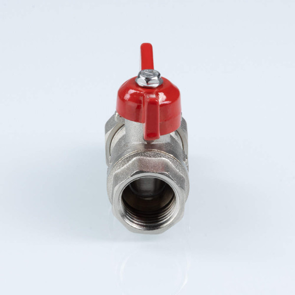Кран 1" шаровый со сгоном Valtec Стандарт никелированный (ГОСТ, красная бабочка) VT.127.N.06