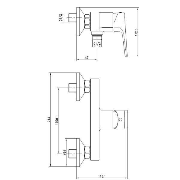 Смеситель для душа Cersanit Nature хром (А63065)