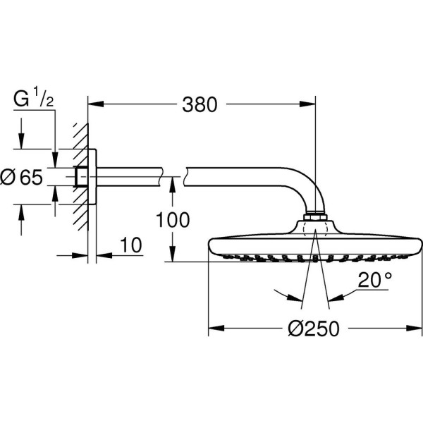 Верхний душ Grohe New Tempesta 250 мм (хром)