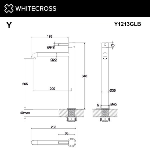 Смеситель для раковины Whitecross Y брашированное золото (Y1213GLB)