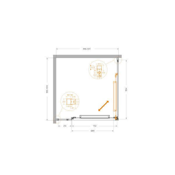 Душевой уголок Cezares Lux 100x100x195 стекло прозрачное, профиль оружейная сталь (LUX-A-FS-11-100-C-GM)