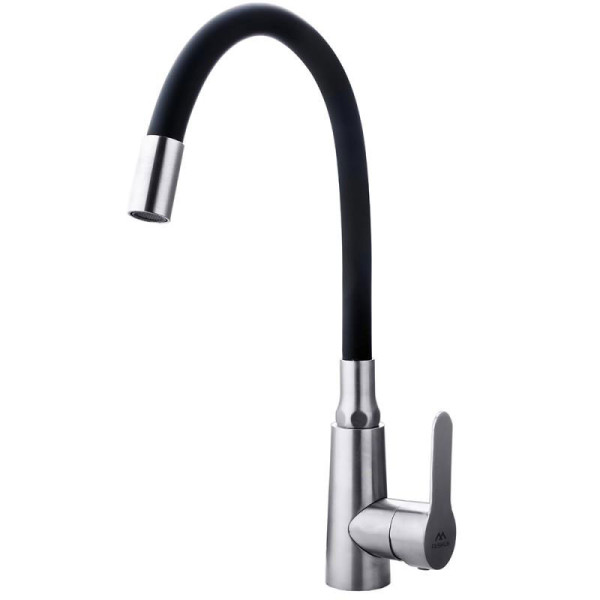 Смеситель для кухни Fashun с гибким изливом сатин/чёрный (A54301-7)