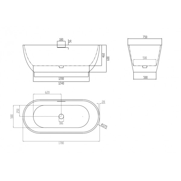 Ванна из искусственного камня Abber Frankfur 170x75 темно-зеленая матовая (AM9941MBG)