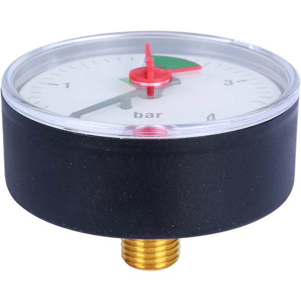 Манометр аксиальный 1/4" 63 мм с указателем предела (0...4 бар, кл.2.5) Stout (SIM-1007-630408)