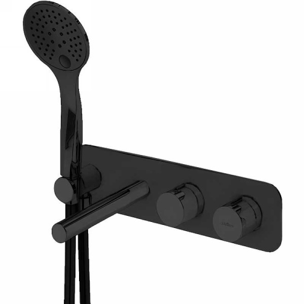 Смеситель для ванны и душа встраиваемый Cezares CZR термостатический с ручным душем, черный матовый (CZR-B-VDM1-T-NOP) Смеситель для ванны и душа встраиваемый Cezares CZR термостатический с ручным душем, черный матовый (CZR-B-VDM1-T-NOP)