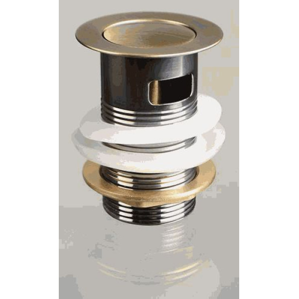 Донный клапан для раковины TeRma 1 1/4" (32 мм.) Click-Clack (с маленькой кнопкой и переливом, antique bronze) (10101) Донный клапан для раковины TeRma 1 1/4" (32 мм.) Click-Clack (с маленькой кнопкой и переливом, antique bronze) (10101)