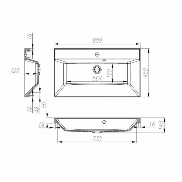Раковина встраиваемая BelBagno 80 белая (BB800/450-LV-MR-AST) Раковина встраиваемая BelBagno 80 белая (BB800/450-LV-MR-AST)