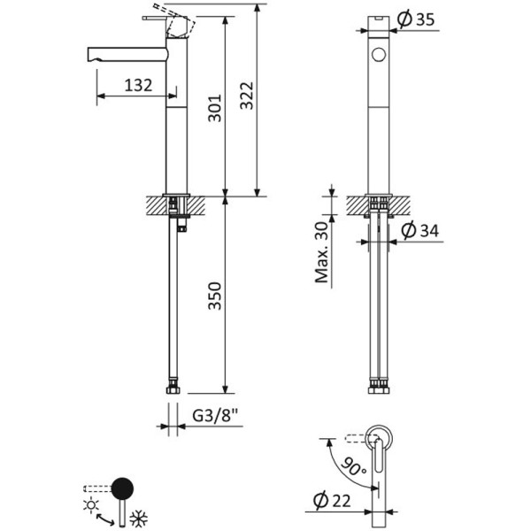 Смеситель для раковины Cezares Leaf (LEAF-LC1-01-W0)