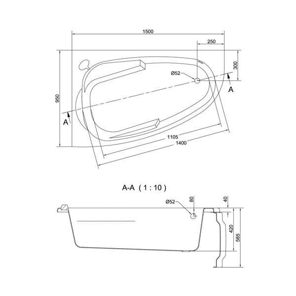 Ванна акриловая Cersanit Joanna 150х95 L ультра белый (WA-JOANNA*150-L-W)