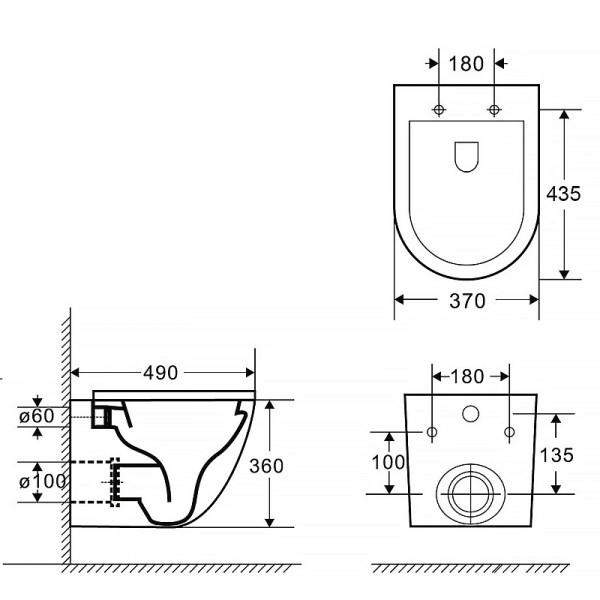 Унитаз подвесной Grado безободковый чёрный матовый с сидением микролифт 490x370x360 (AZ-0046N-MB) Унитаз подвесной Grado безободковый чёрный матовый с сидением микролифт 490x370x360 (AZ-0046N-MB)