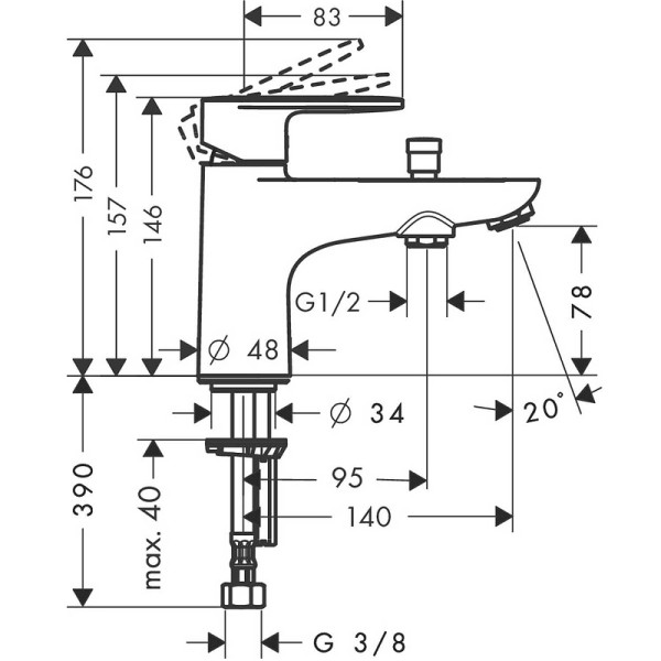 Смеситель на борт ванны Hansgrohe Vernis Blend хром (71444000) Смеситель на борт ванны Hansgrohe Vernis Blend хром (71444000)