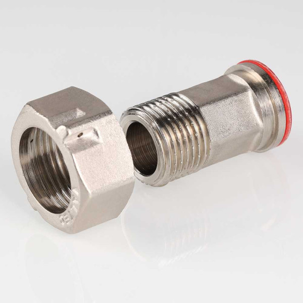 Сгон с накидной гайкой 3/4"х1" Valtec (никель) (VTr.611.N.0005) Сгон с накидной гайкой 3/4"х1" Valtec (никель) (VTr.611.N.0005)