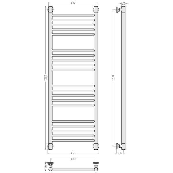Полотенцесушитель водяной Сунержа Богема + 1200x400 матовый белый (30-0220-1240)