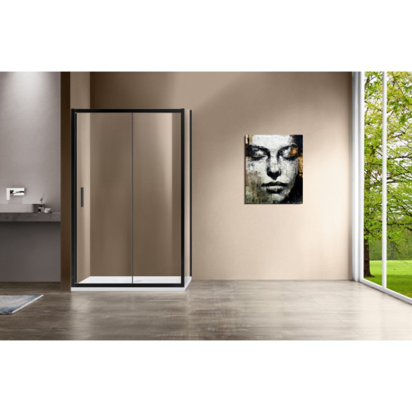 Душевой уголок Vincea Garda 1400х900х1900 стекло прозрачное, профиль черный (VSR-1G9014CLB)