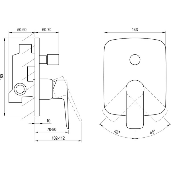 Смеситель для душа Ravak Classic CL 061.00 внешняя часть хром (X070086)