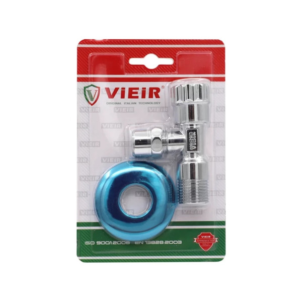 Кран угловой 1/2"Н*10 вентильный с чашкой Vieir (хром, в блистере) (VER59)