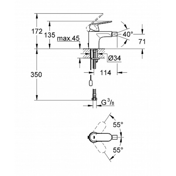 Смеситель для биде Grohe Eurosmart Cosmopolitan (32840000)