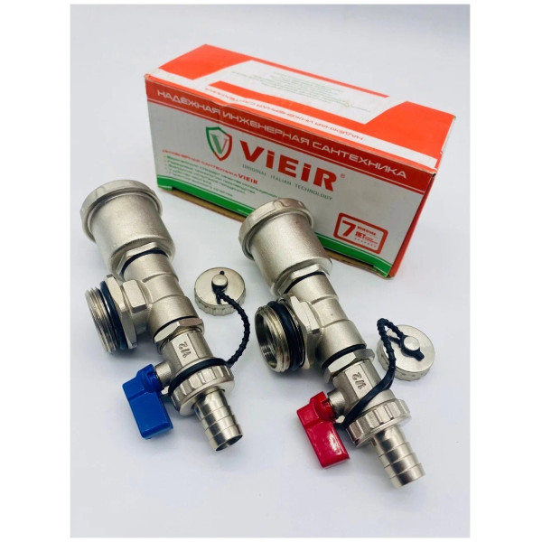 Тройник коллекторный в сборе 3/4" Vieir (тройник, воздухоотводчик, дренажный кран) (VR1107)